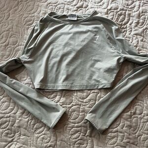 Gymshark Long Sleeve Crop Top Mint Green With Thumbholes Size XS